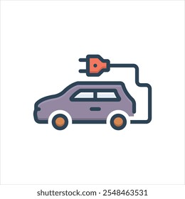 Vector colorful illustration icon for electric car