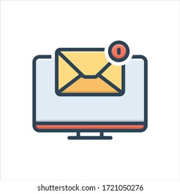 Vector colorful illustration icon for email symbol on monitor screen; apprise