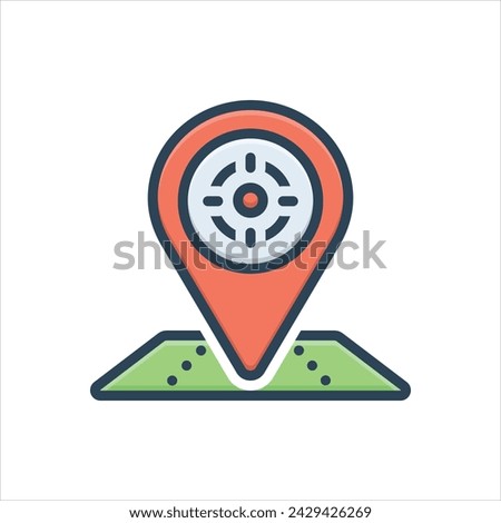 Vector colorful illustration icon for exact location