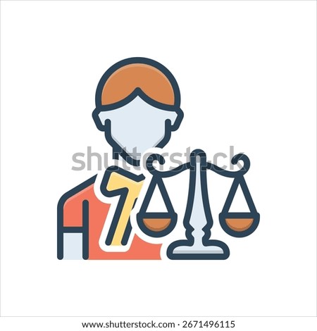 Vector colorful illustration icon for experienced attorney
