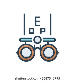 Icono colorido de la ilustración del Vector para el examen ocular