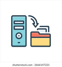 Ícone de ilustração colorido vetorial para backup de arquivos