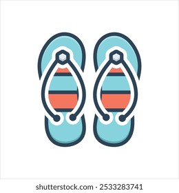 Ícone de ilustração colorido vetorial para flip flop