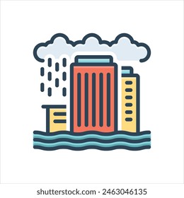 Vector colorful illustration icon for flooding