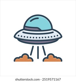 Vector colorful illustration icon for flying saucer