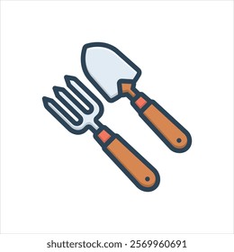 Vector colorful illustration icon for fork and trowel