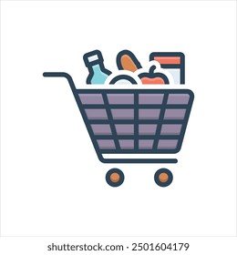 Vector colorful illustration icon for full cart