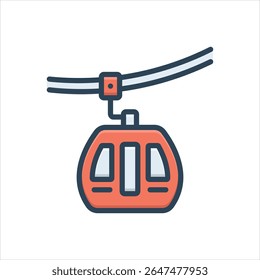 Ícone de ilustração colorido vetorial para funicular