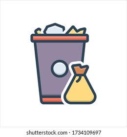 Icono de ilustración de color vectorial para basura