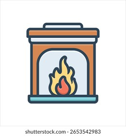 Vector colorful illustration icon for gas fireplace
