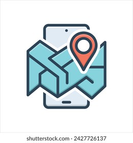 Icono de ilustración colorida vectorial para geolocalización