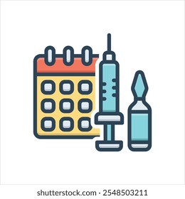 Ícone colorido de ilustração vetorial para obter vacina anual contra a gripe