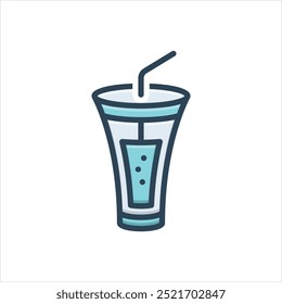 Vector colorido icono de ilustración para vidrio con paja