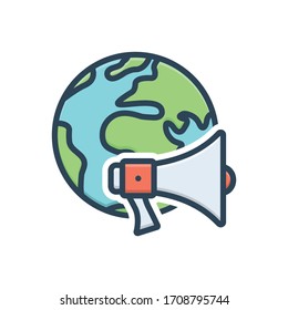 Vector colorful illustration icon for global advertisement