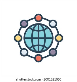 Icono de ilustración de color vectorial para la red global