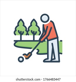 Icono de ilustración de color vectorial para el golf