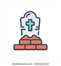 Vector colorful illustration icon for grave