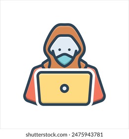 Icono de ilustración colorida de Vector para hacker