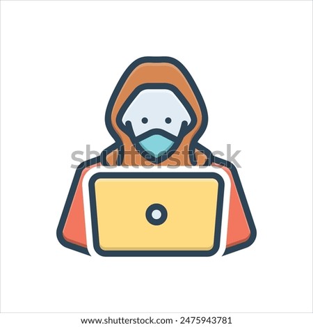 Vector colorful illustration icon for hacker