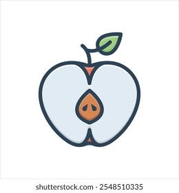 Vektor bunte Illustration Symbol für halb Apfel