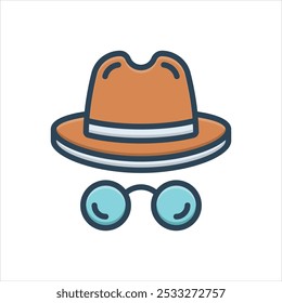 Vector colorful illustration icon for hat and glasses