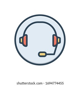 Vector colorful illustration icon for headset