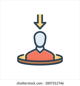 Icono de ilustración de color vectorial para aquí