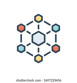 Vector colorful illustration icon for hexagonal interconnections