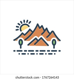 Vector colorful illustration icon for hill