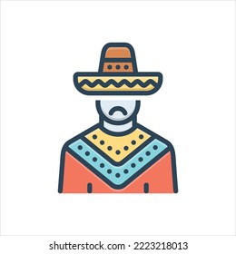 Vector colorful illustration icon for hispanic