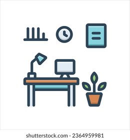 Vector colorful illustration icon for home office