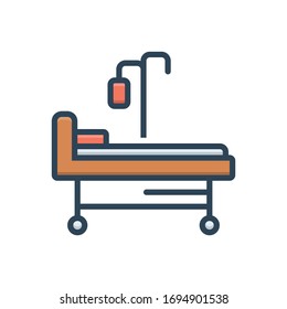 Vector colorful illustration icon for hospital bed