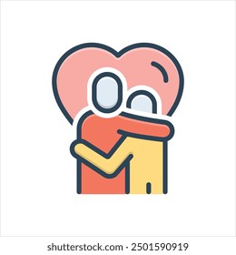 Vector colorful illustration icon for hug