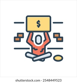 Vector colorful illustration icon for hungry money