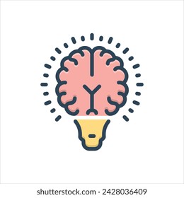 Vector colorful illustration icon for idea brain