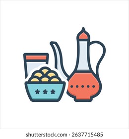 Vector colorful illustration icon for iftar