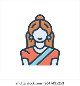 Vector colorful illustration icon for indian women