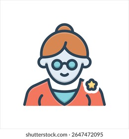Ícone colorido de ilustração vetorial para relações de influenciador