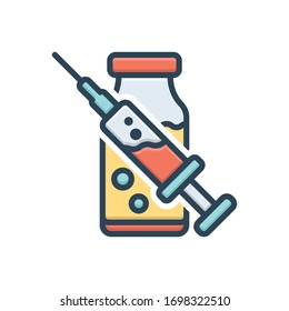 Icono de ilustración de color vectorial para inyección lleno de fármaco