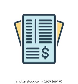 Vector colorful illustration icon for invoice paper