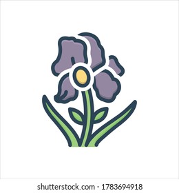 Icono de ilustración de color vectorial para flores de iris