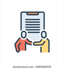 Ícone de ilustração colorido vetorial para joint venture