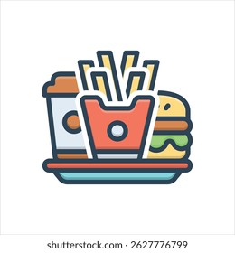 Ícone de ilustração colorido vetorial para junk food