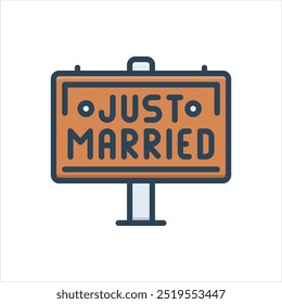 Vector colorful illustration icon for just married sign