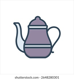 Ícone de ilustração colorido vetorial para a chaleira