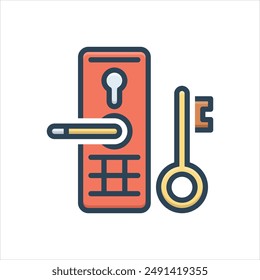 Icono de ilustración colorida de Vector para keylock