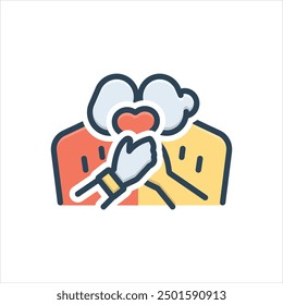 Vector colorful illustration icon for kiss suitor