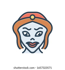Vector colorful illustration icon for lady