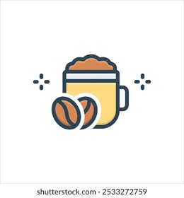 Vector colorful illustration icon for latte coffee