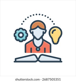 Ícone de ilustração colorido vetorial para habilidades de aprendizagem